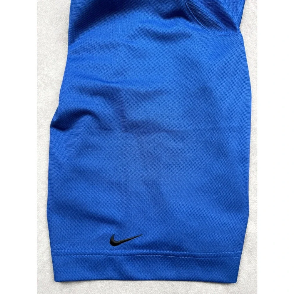 Nike Y2K Men XL Blue V-Neck Short Sleeve Embroidered Center Logo Athletic TShirt